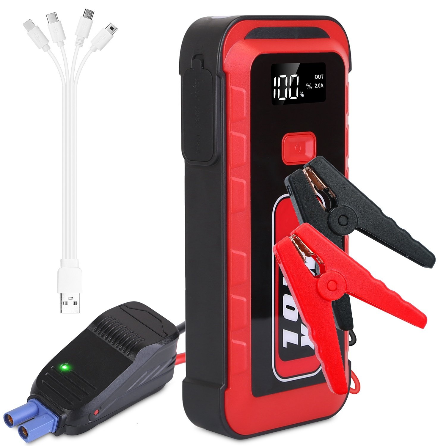 Car Jump Starter Booster 2500A Peak 25800mAh Battery Charger Power Bank with 4 Modes LED Flashlight for Up to 6.0L Gas or 3.0L Diesel Engine Car Car Jump Starter Booster 2500A Peak 25800mAh Battery Charger Power Bank with 4 Modes LED Flashlight for Up to 6.0L Gas or 3.0L Diesel Engine Car