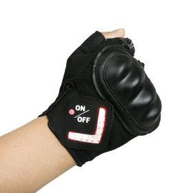 Flashlight Gloves Gifts for Men Automatic Induction Steering Light Glove Ride Warning Light Glove (Color: Black, size: L)